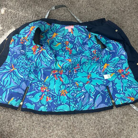 Lilly Pullitzer Women’s Kate Puffer Vest Sz XS Navy Button Down Preppy Coastal - Picture 7 of 12